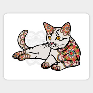 Mandala Tattoo Cat Sticker